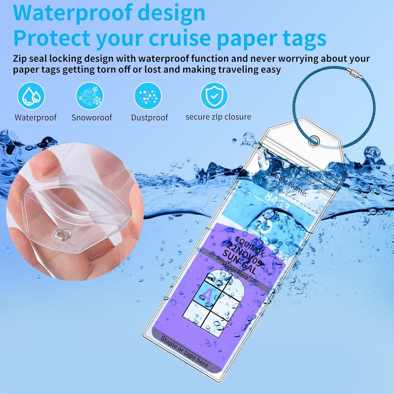 XIANGXING Royal Caribbean Cruise Luggage Tag Holders, 6 Pack Zip Seal Clear Cruise Luggage Tag Holder with Steel Loops for Royal Caribbean & Celebrity Cruise Ships Lines, Cruise Essentials Must Haves 2025-2026 - Image 4